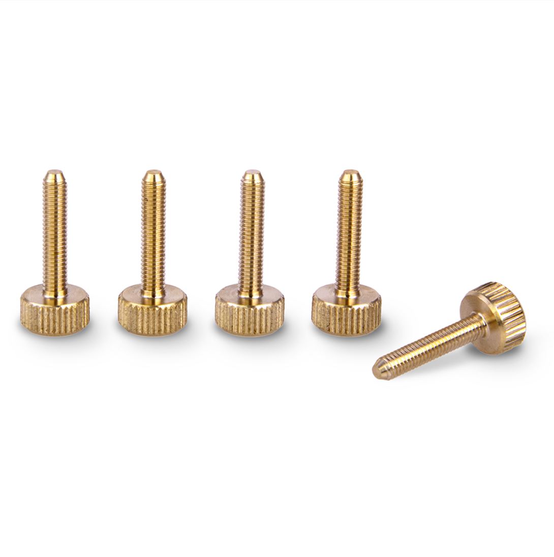 BRASS M3 x 15mm Flat Knurled Thumb Screws - Set of 5